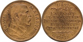 Tschechoslowakei
 Bronzemedaille 1935 (Spaniel) Tomas Masaryk. Brustbild nach rechts / 7 Zeilen Schrift zwischen zwei Zweigen. 50 mm, 45,82 g. In Ori...