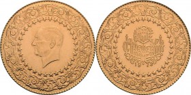 Türkei
Republik ab 1923 100 Kurush 1973, Istanbul Friedberg 96 GOLD. 7.07 g. Vorzüglich-Stempelglanz