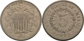 Vereinigte Staaten von Amerika
 5 Cent 1866. Shield Nickel KM 96 Vorzüglich