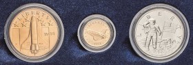Vereinigte Staaten von Amerika
 50 Dollar 1988. America in Space. Goldmedaille Space Shuttle (8,359 g), Silbermedaille Astronaut (26,73 g), Bronzemed...