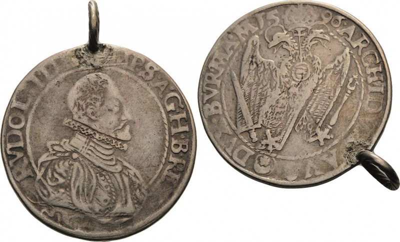 Habsburg
Rudolf II. 1576-1612 1/2 Taler 1596, Stern über Halbmond-Joachimstal M...