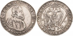 Habsburg
Rudolf II. 1576-1612 Taler 1599, KB-Kremnitz Davenport 8066 Voglhuber 100/IV Huszar 1030 Kl. Henkelspur, Felder leicht geglättet, sehr schön...