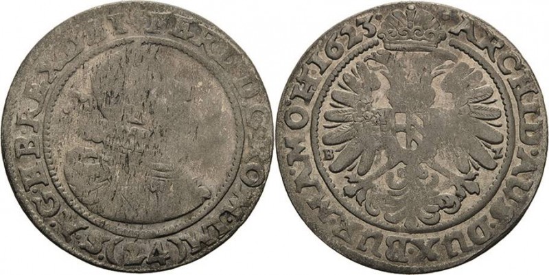 Habsburg
Ferdinand II. 1619-1637 Kipper-24 Kreuzer 1623, BZ-Breslau Herinek 958...