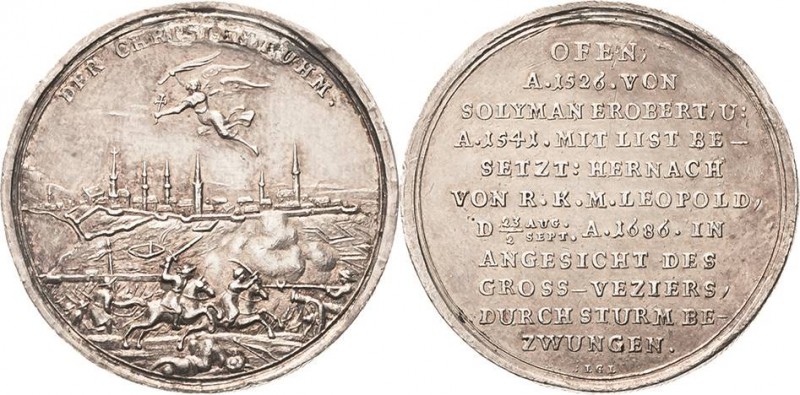 Habsburg
Leopold I. 1657-1705 Silbermedaille 1686 (Lauffer) Einnahme von Buda. ...