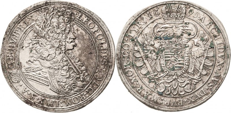 Habsburg
Leopold I. 1657-1705 Taler 1695, KB-Kremnitz Voglhuber 225/VI Huszar 1...