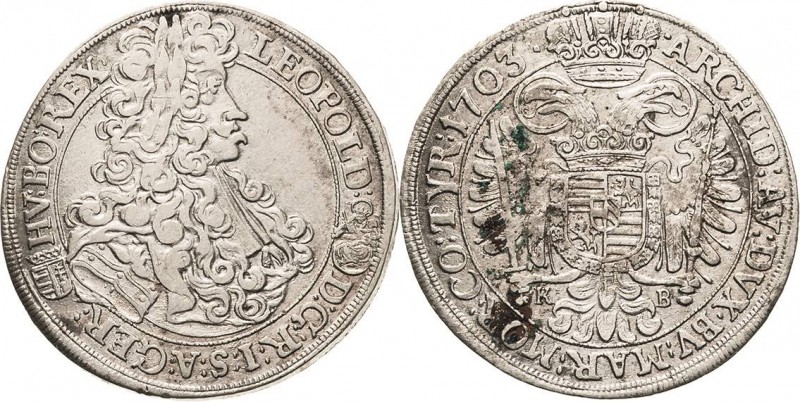 Habsburg
Leopold I. 1657-1705 1/2 Taler 1703, KB-Kremnitz Huszar 1404 Revers le...