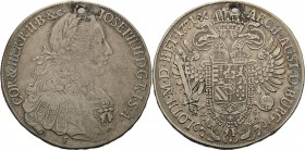 Habsburg
Josef II. 1764-1790 Taler 1771, F/AS-Hall Voglhuber 292 Eypeltauer 821 M./T. 1033 Davenport 1164 Gelocht, sehr schön