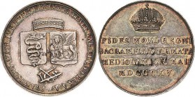 Kaiserreich Österreich
Franz I. 1804-1835 Silbermedaille 1815 (unsigniert) Seine Krönung in Mailand. Eiserne Krone über Wappen von Mailand und Venedi...