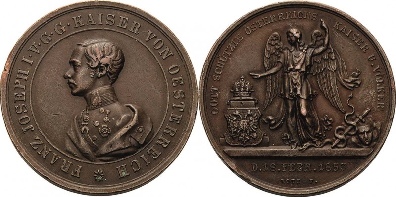 Kaiserreich Österreich
Franz Joseph I. 1848-1916 Bronzemedaille 1853 (J. Roth) ...