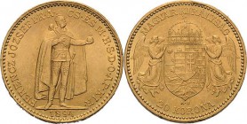 Kaiserreich Österreich
Franz Joseph I. 1848-1916 20 Kronen 1894, KB-Kremnitz Jaeger 409 Schlumberger 96 Friedberg 250 GOLD. 6.83 g. Kl. Randfehler, v...