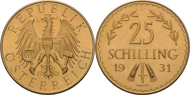 Österreich
 25 Schilling 1931, Wien Jaeger 436 Friedberg 521 Schlumberger 684 G...