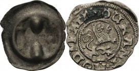 Anhalt, Brakteatenzeit
Otto I. und Heinrich III. 1266-1283 Brakteat, Aschersleben oder Wegeleben Zwei Brustbilder mit je einem Kreuz in jeder Hand sp...