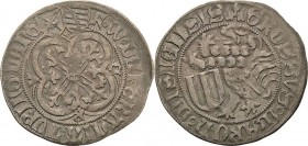 Sachsen, Haus Wettin, Groschenzeit
Kurfürst Friedrich II. mit Herzog Wilhelm (III.) 1440-1464 Pfahlschildgroschen o.J. (1457/1464), dreifaches Kleebl...