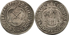 Sachsen, Haus Wettin, Groschenzeit
Kurfürst Friedrich III. mit seinem Bruder Johann und Herzog Albrecht 1486-1500 1/2 Schwertgroschen o.J. (nach 1495...