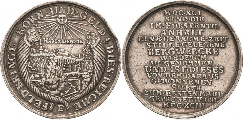 Anhalt-Bernburg-Harzgerode
Wilhelm 1670-1709 Silbermedaille 1693 (Eichler) Die ...
