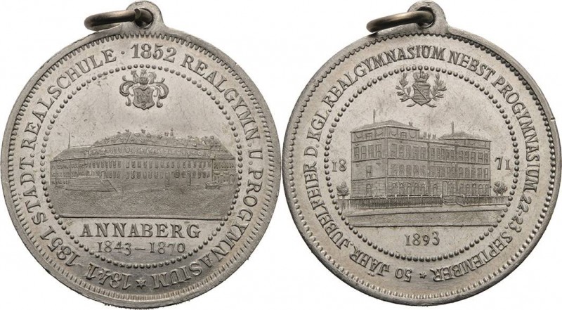 Annaberg
 Aluminiummedaille 1893. 50 Jahre Realgymnasium in Annaberg. Schulansi...