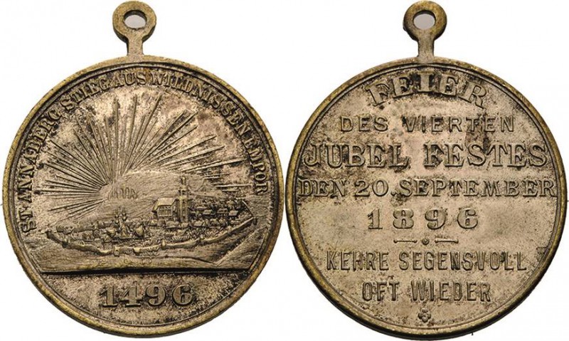 Annaberg
 Versilberte Bronzemedaille 1896 (unsigniert) Auf die 400-Jahrfeier de...
