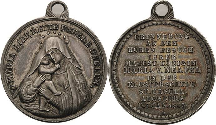 Augsburg-Stadt
 Silbermedaille 1863 (Drentwett) Auf den Besuch der Königin Mari...