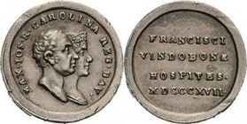 Bayern
Maximilian I. Joseph 1806-1825 Silberne Miniaturmedaille 1817 (unsigniert) Auf den Besuch in Wien. Brustbilder des Königpaares nebeneinander n...
