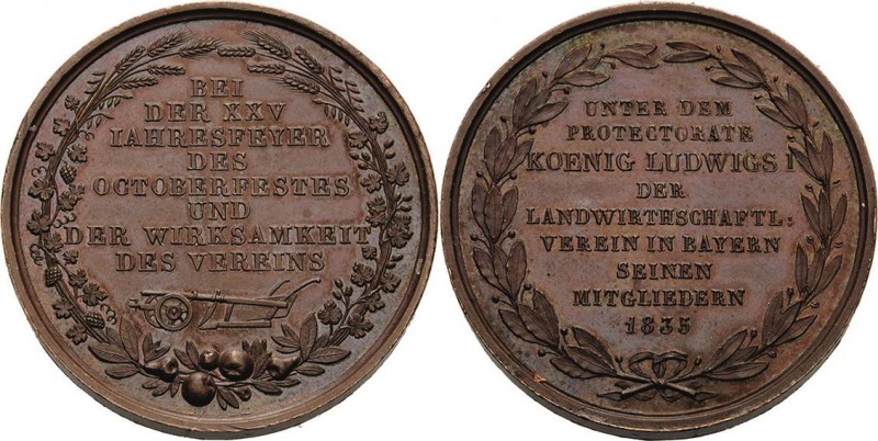 Bayern
Ludwig I. 1825-1848 Bronzemedaille 1835 (unsigniert) An die Mitglieder d...