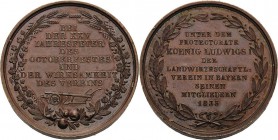 Bayern
Ludwig I. 1825-1848 Bronzemedaille 1835 (unsigniert) An die Mitglieder des Landwirtschaftlichen Vereins zum 25. Oktoberfest. 8 Zeilen Schrift ...