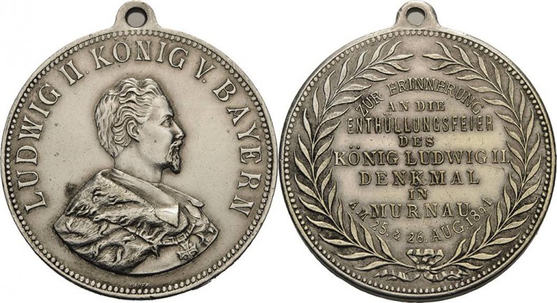 Bayern
Ludwig II. 1864-1886 Versilberte Bronzemedaille 1894 (Lauer) Enthüllung ...