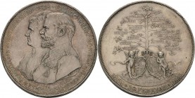 Bayern
Prinzregent Luitpold 1886-1912 Silbermedaille 1893 (A. Boersch) Silberhochzeit von Ludwig Leopold mit Marie Therese von Österreich. Brustbilde...