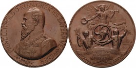 Bayern
Prinzregent Luitpold 1886-1912 Bronzemedaille 1898 (A. Börsch) Auf die 2. Kraft- und Arbeitsmaschinen-Ausstellung in München. Brustbild des Pr...