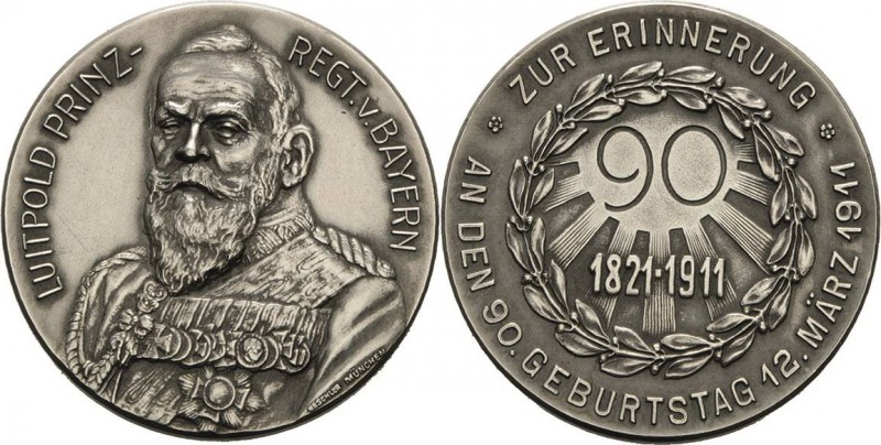 Bayern
Prinzregent Luitpold 1886-1912 Silbermedaille 1911 (M. Deschler) Auf sei...