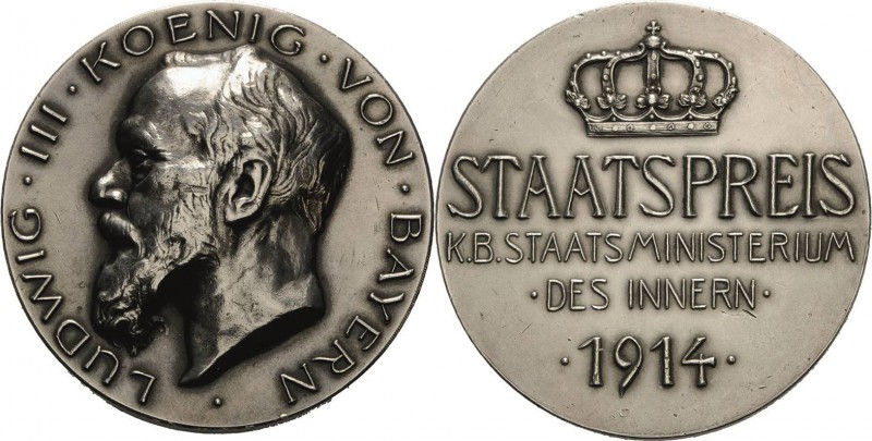 Bayern
Ludwig III. 1913-1918 Silbermedaille 1914 (unsigniert, von A. Börsch) St...