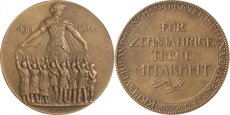 Bayern-Medaillen
 Bronzemedaille 1928. Treuemedaille der Bayerischen Volksparte...