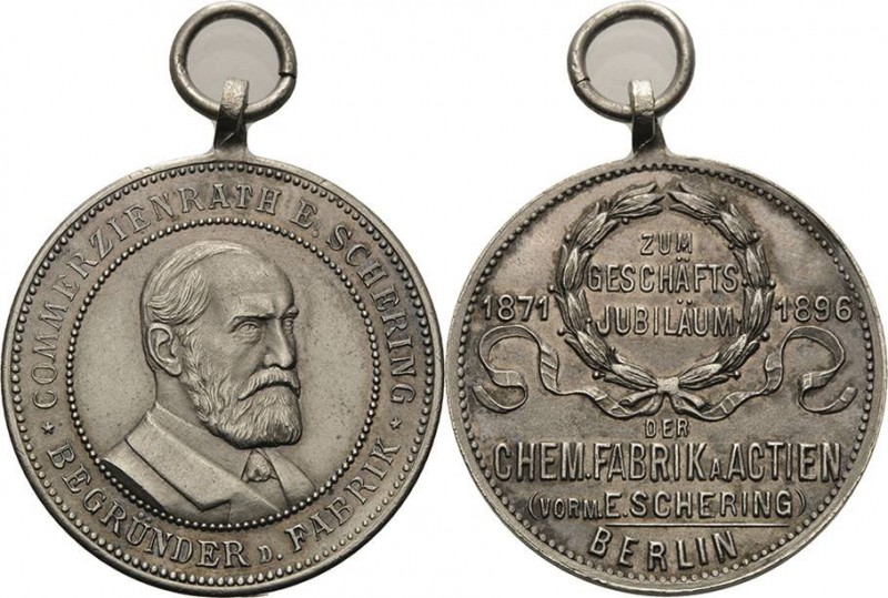Berlin
 Versilberte Bronzemedaille 1896 (unsigniert) Zum 25. Geschäftsjubiläum ...