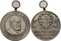 Berlin
 Versilberte Bronzemedaille 1896 (unsigniert) Zum 25. Geschäftsjubiläum der Chemischen Fabrik auf Actien E. Schering in Berlin. Brustbild des ...