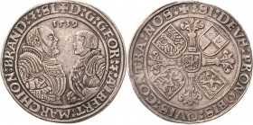 Brandenburg-Franken
Georg von Ansbach und Albrecht d. J. zu Bayreuth 1527-1543 Taler 1539, o. Mzz.-Schwabach v. Schrötter 678 a Slg. Wilmersdörffer 4...