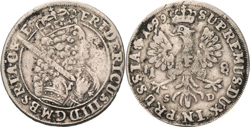 Brandenburg-Preußen
Friedrich III. 1688-1701 18 Gröscher 1699, Königsberg v. Sc...