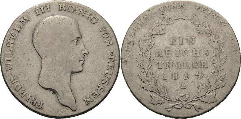 Brandenburg-Preußen
Friedrich Wilhelm III. 1797-1840 Taler 1814, A-Berlin Oldin...