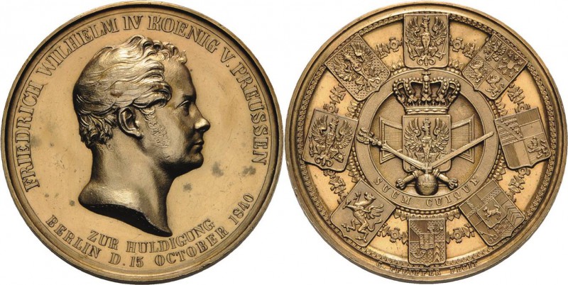 Brandenburg-Preußen
Friedrich Wilhelm IV. 1840-1861 Vergoldete Silbermedaille 1...