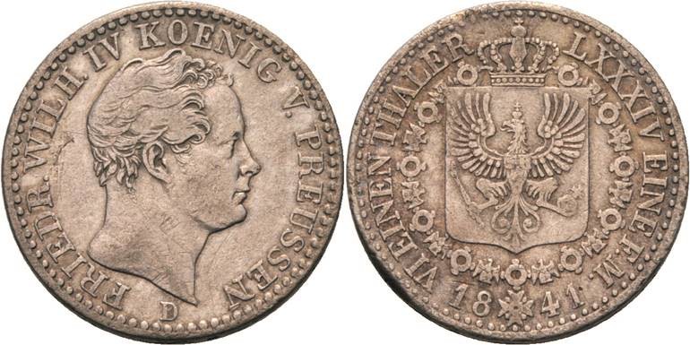 Brandenburg-Preußen
Friedrich Wilhelm IV. 1840-1861 1/6 Taler 1841, D - Düsseld...