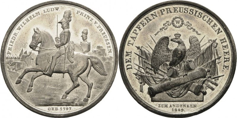 Brandenburg-Preußen
Friedrich Wilhelm IV. 1840-1861 Zinnmedaille 1849 (unsignie...