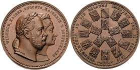 Brandenburg-Preußen
Wilhelm I. 1861-1888 Bronzemedaille 1879 (unsigniert) Goldene Hochzeit mit Kaiserin Augusta. Köpfe des Jubelpaares nebeneinander ...