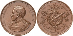Brandenburg-Preußen
Wilhelm II. 1888-1918 Bronzemedaille 1889 (Lauer) 70. Dienstjubiläum von Generalfeldmarschall Graf von Moltke. Brustbild nach lin...
