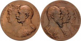 Brandenburg-Preußen
Wilhelm II. 1888-1918 Bronzemedaille 1897 (Lauer) Kaiserparade in Nürnberg. Brustbilder des Kaiserpaares nebeneinander nach links...