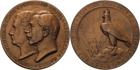 Brandenburg-Preußen
Wilhelm II. 1888-1918 Bronzemedaille 1913 (Mayer & Wilhelm) 100-Jahrfeier der Befreiungskriege. Köpfe von Wilhelm II. und Friedri...