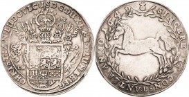 Braunschweig-Lüneburg-Celle
Christian Ludwig 1648-1665 Taler 1664, LW-Clausthal Springendes Roß. SINCERE ET CONSTANTER (= Rein und beständig) Welter ...