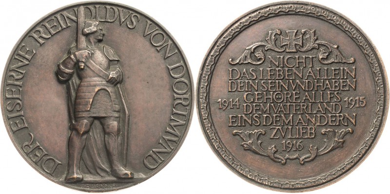 Dortmund
 Bronzegußmedaille 1916 (F. Bagdons) "Der Eiserne Reinoldus von Dortmu...