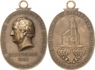 Frankfurt am Main
 Hochovale Bronzemedaille 1932 (A. Kraumann) XI. Deutsches Sängerbundesfest. Kopf Johann Wolfgang von Goethe nach links / Paulskirc...
