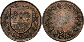 Gelsenkirchen
 Silbermedaille o.J. (graviert 1900) Fachgewerbe-Ausstellung. Wappenschild im im Lorbeerkranz / Gravur im Lorbeerkranz. 40 mm, 23,45 g ...