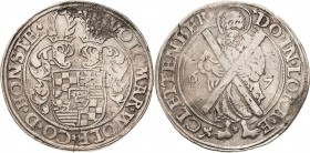 Hohnstein, Grafschaft
Volkmar Wolfgang 1562-1580 Taler 1567, Ellrich Ausbeute der Grube St. Andreas. Umschriften enden: HONSTE / CLETTENBER Schulten ...