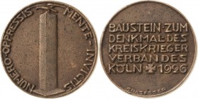 Köln-Stadt
 Bronzegußmedaille 1926 (Grasseger) Baustein zum Denkmal des Kreiskrieger-Verbandes. Ansicht des Denkmals / 5 Zeilen Schrift. Randpunze: C...