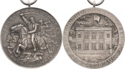 Leipzig
 Silbermedaille 1913 (B.H. Mayer) Erinnerungsschießen zur Hundertjahrfeier der Befreiungskriege. Marschall Blücher vor weiteren Reitern links...